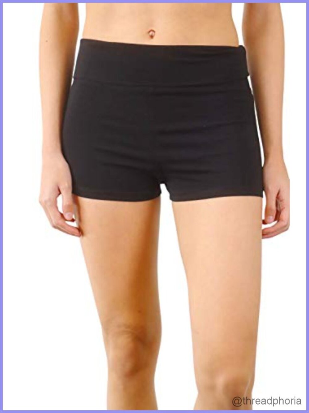 Women's Fold Over Waist Stretch Cotton Yoga Shorts